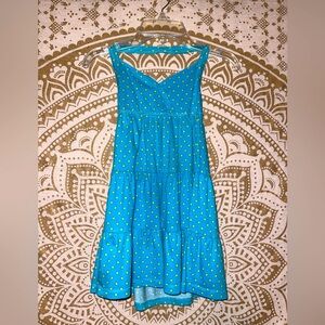 GIRLS “THE CHILDREN’S PLACE” TURQUOISE & YELLOW HALTER DRESS, SIZE 5